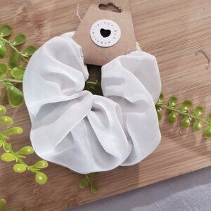 New White Satin Scrunchie